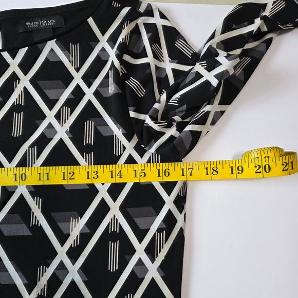 White House Black Market Dress Women S Black White Geometric Print Retro Casual - Picture 8 of 12